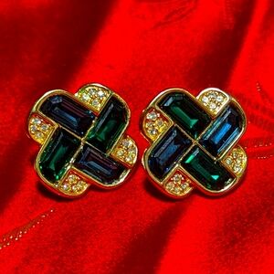 Swarovski Gold-Tone Earrings with Blue and Green Crystals